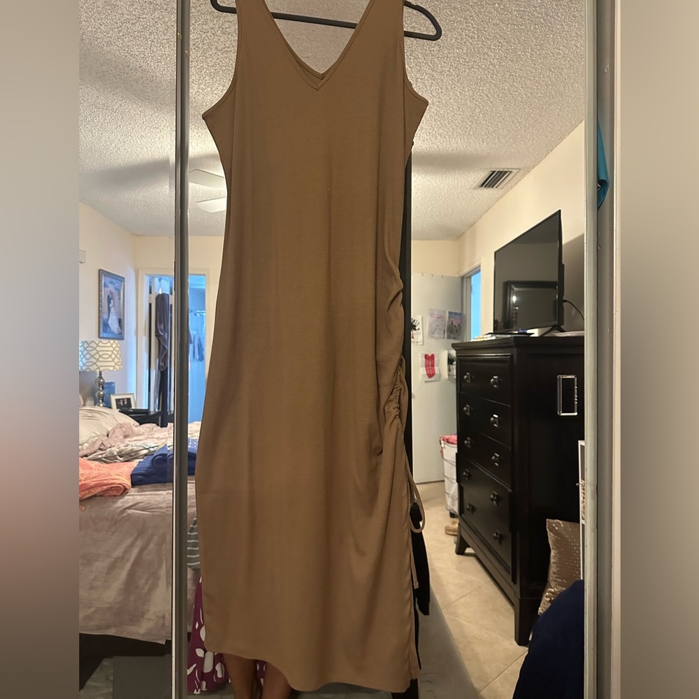 Tan Sleeveless Knit Dress